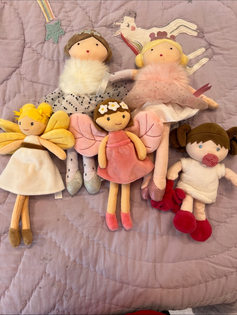 Set of 5 JoliJou Fairy & Doll Bundle - Pink, Yellow, Cream, Brown. Like new!
